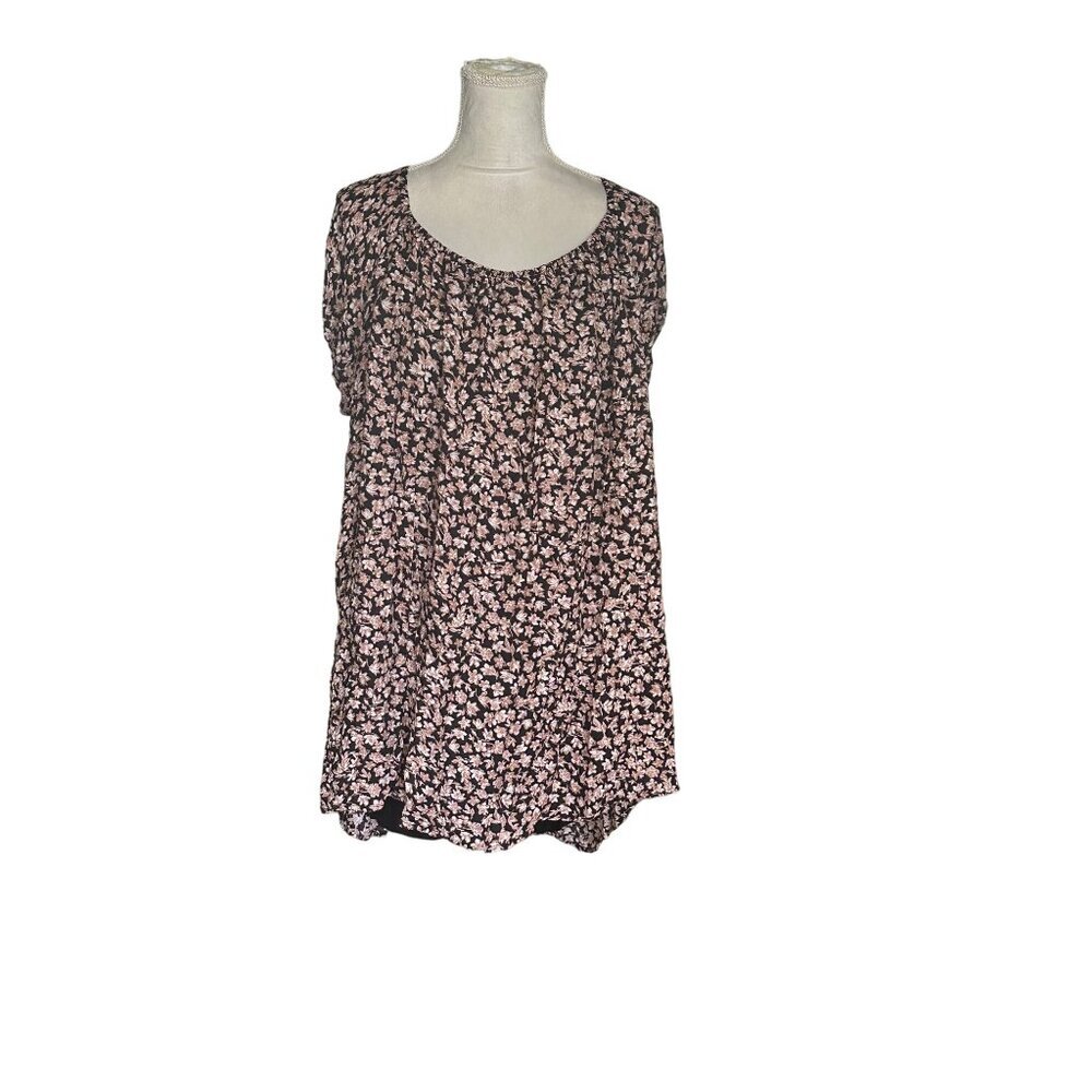 VICI Small Black & Pink Floral Dress With Open Tie Back NWT Oversized Relaxed